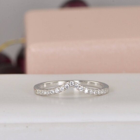 Certified V Band Moissanite Ring Half Eternity Ring - Picture 3 of 8